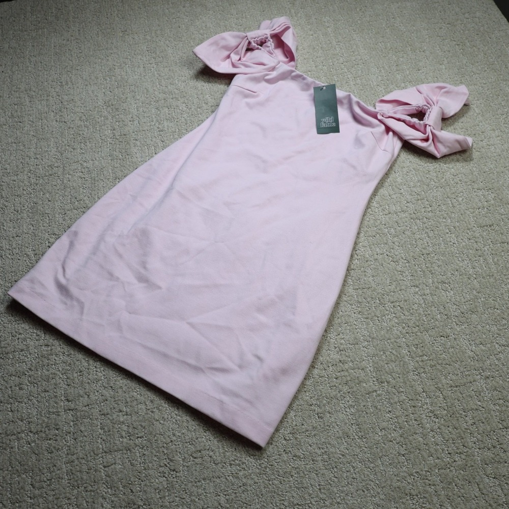 Wild Fable Pink Bow Sleeve Off The Shoulder Mini Dress XS 331 09 4468